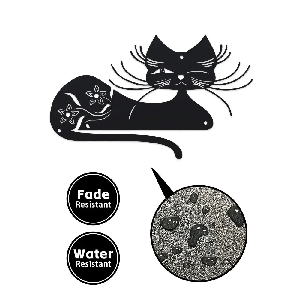 1pc Elegant Black Cat Metal Wa - Outdoor Powerwall recension och pris