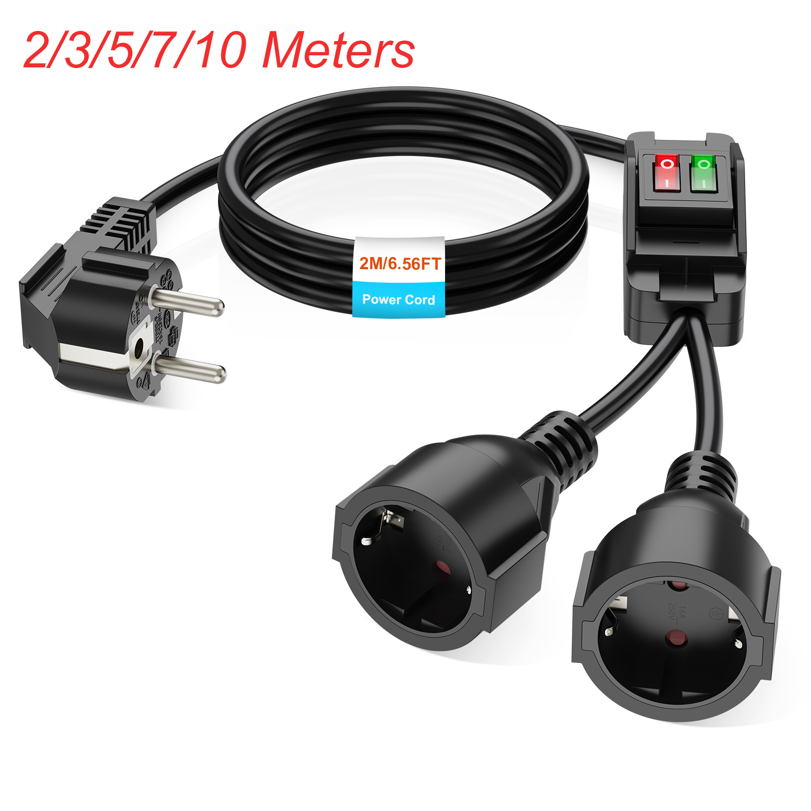 EU Plug Extension Cord with ON - Outdoor Power Outlet Extension recension och pris