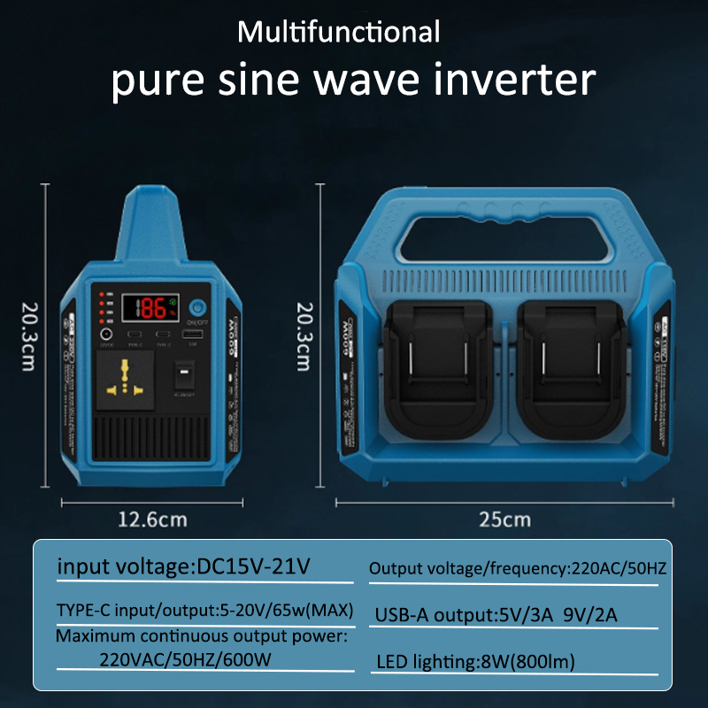 600W Lithium Battery Inverter  - Outdoor Power Adapter Usb recension och pris