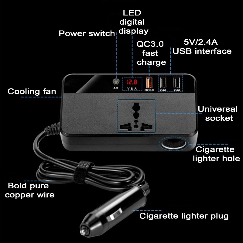 200W Portable Car Inverter Car - Outdoor Power Adapter Usb recension och pris